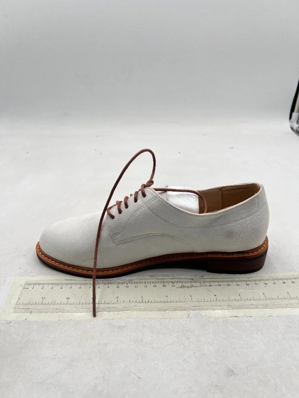 White Men's Oxford Dress Shoes Round Closed Toe Lace-up Low Stacked Heel Wingtip